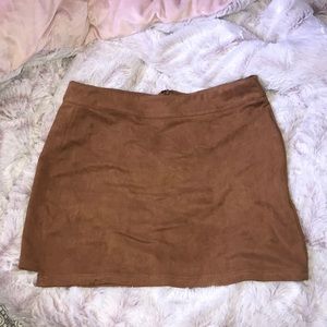 tan velvet mini skirt